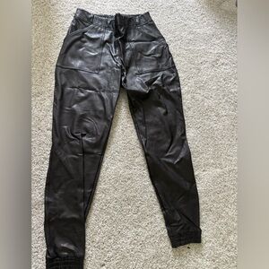 Soanx Black Faux Leather Joggers